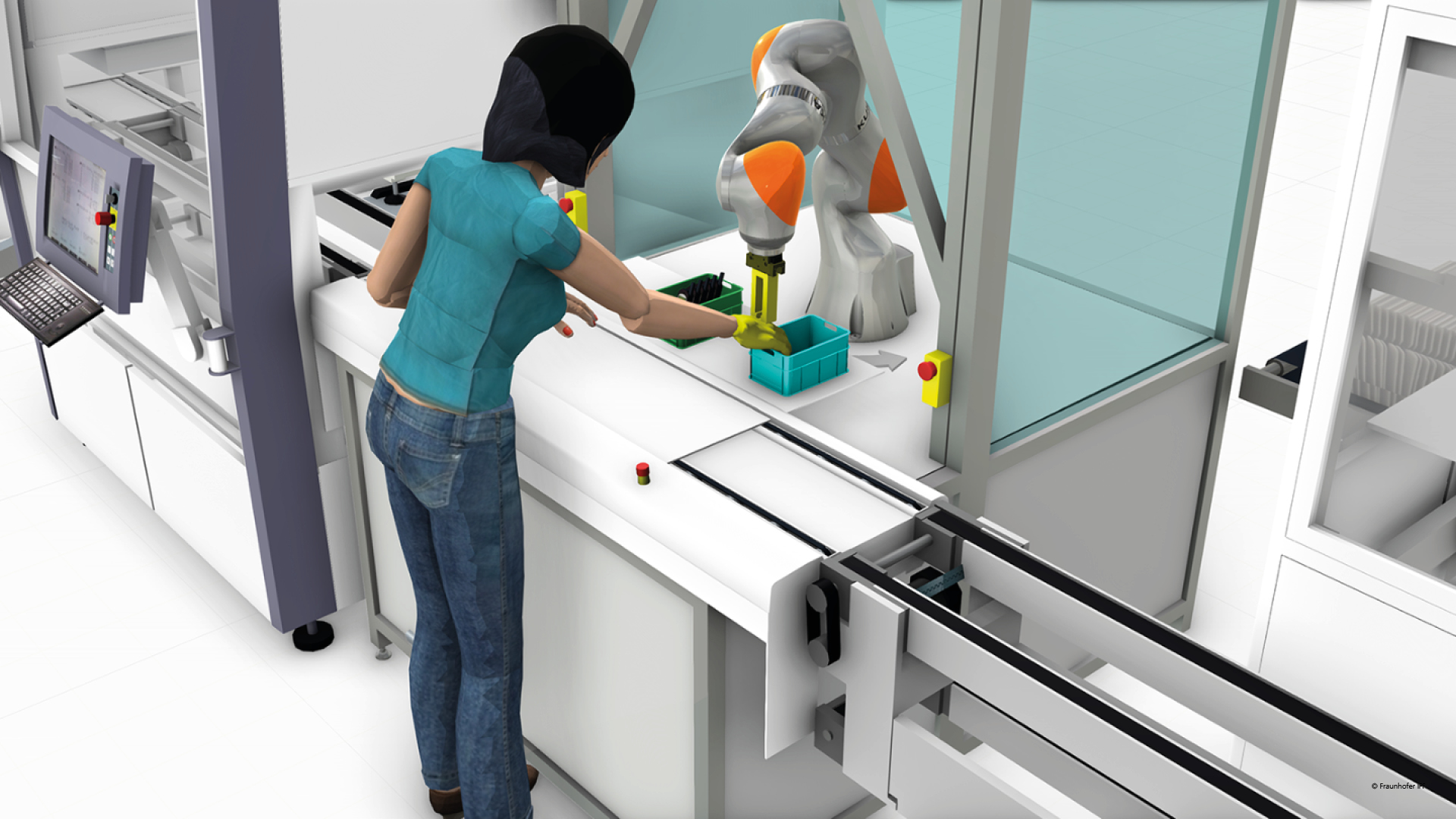 Computer-Aided Safety für Planung und Risikobeurteilung von MRK-Arbeitsplätzen. © Fraunhofer IFF